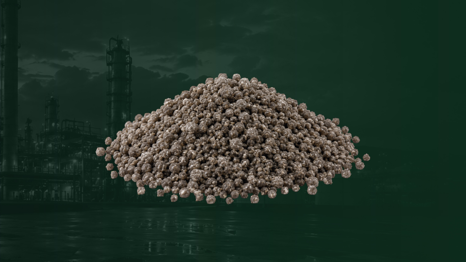 DAP fertilizer granules with an industrial production facility